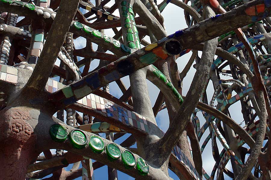 The Watts Towers as seen from the rear of the parcel of land where Sam Rodia had lived and worked in his spare time.